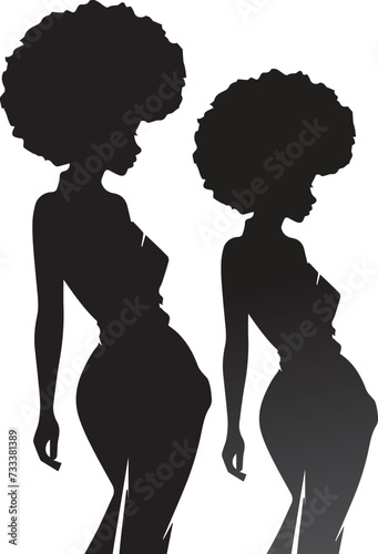 silhouette of a beautiful afro hair style woman side view vector illustration.
