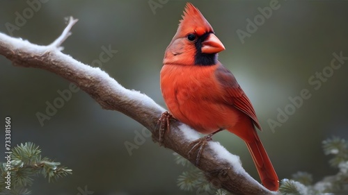 Male Northern Cardinal (cardinalis cardinalis) perched on a branch © AGORA