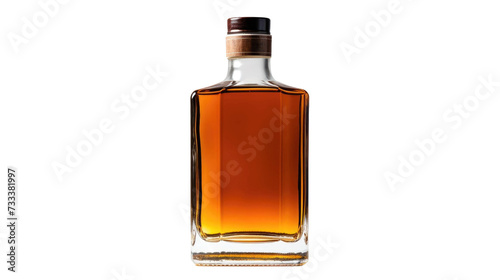 bottle of whiskey without label on white background