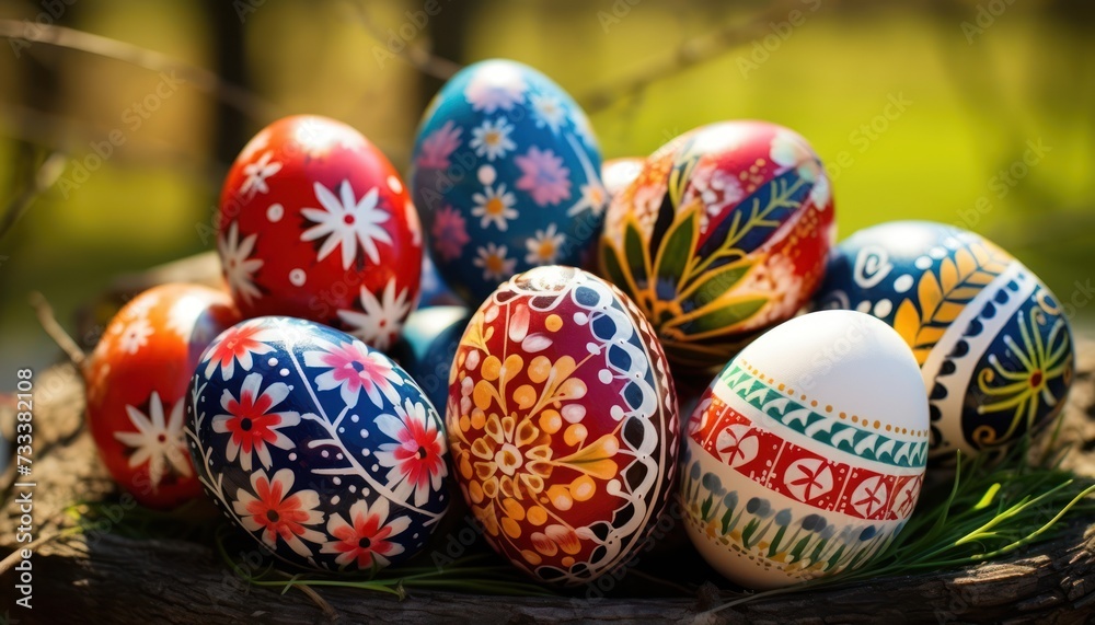 Easter eggs with letters and numbers pattern, on black wood texture theme background Easter eggs with letters and numbers pattern, on black wood texture theme background