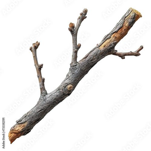 wooden branch isolated on transparent background ,dry wooden stalk ,generative ai