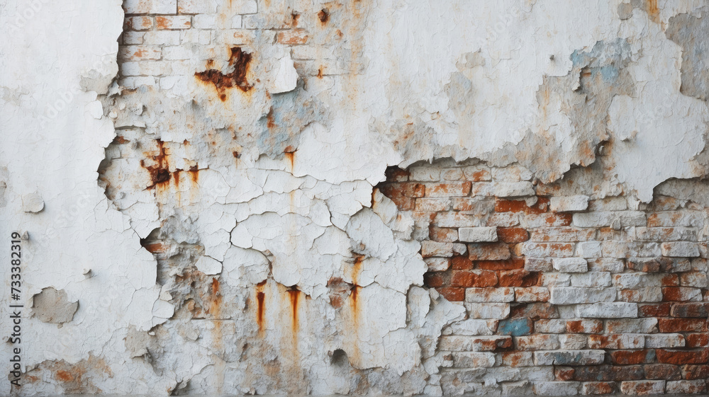 Old white brick wall in grunge style