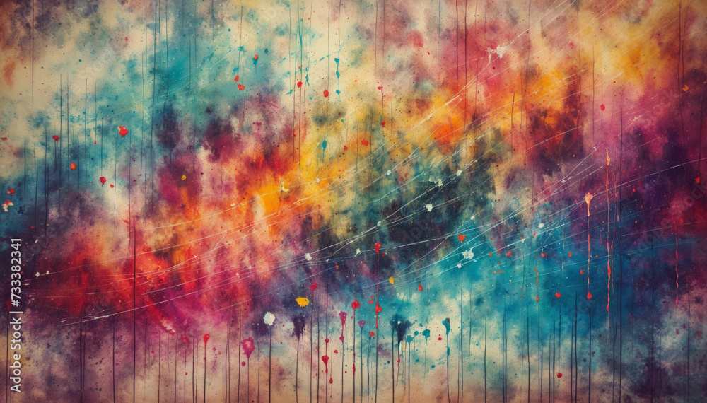 Abstract multi-colored background in grunge style painted with watercolor paints