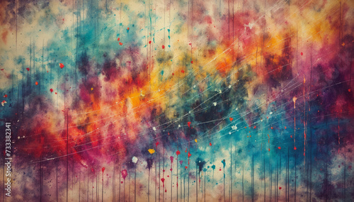 Abstract multi-colored background in grunge style painted with watercolor paints