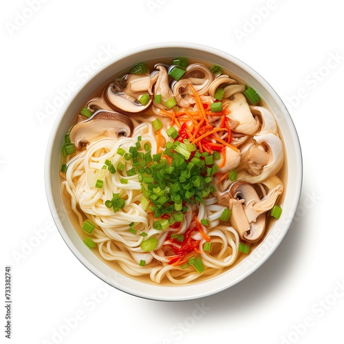 noodle soup closeup isolated on plain background