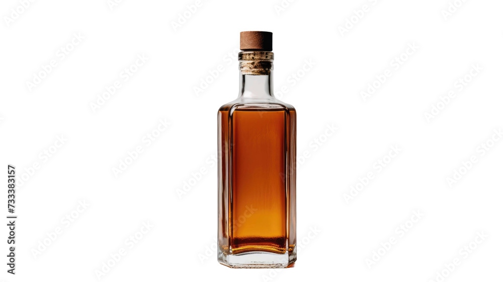 bottle of whiskey without label on white background bottle of whiskey without label on white background
