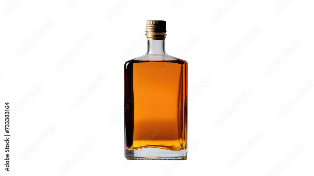 bottle of whiskey without label on white background bottle of whiskey without label on white background