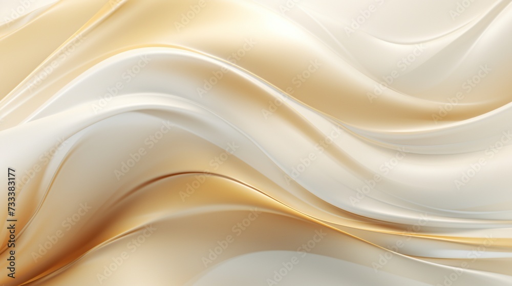 Obraz premium A high-definition image showcases the brilliance of abstract white and golden liquid, forming an exquisite wavy background that exudes luxury.
