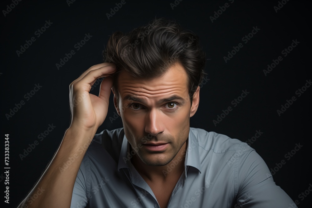 Portrait of thoughtful sad man alone. Fear, sadness, abuse, depression, addiction. man with headache
Portrait of thoughtful sad man alone. Fear, sadness, abuse, depression, addiction. man with headache