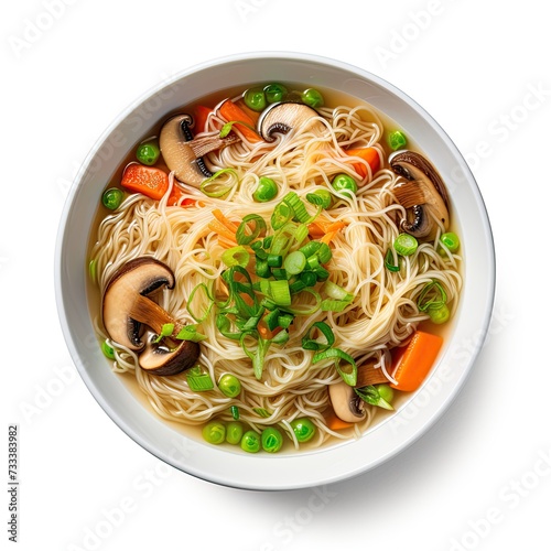 noodle soup closeup isolated on plain background