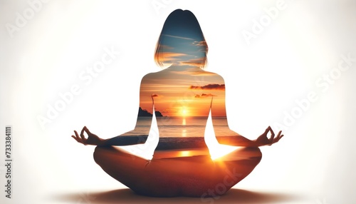 Meditation Silhouette Sunset Beach