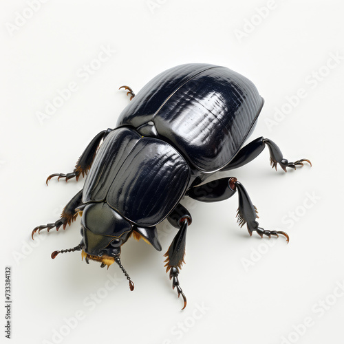 Close-up, macro shot. Black potato beetle isolated on white background. 