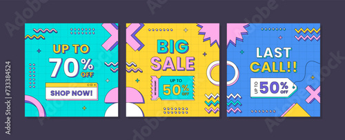 Sale square banner template for social media posts, mobile apps, banners design, web or internet ads. Trendy geometric abstract square template