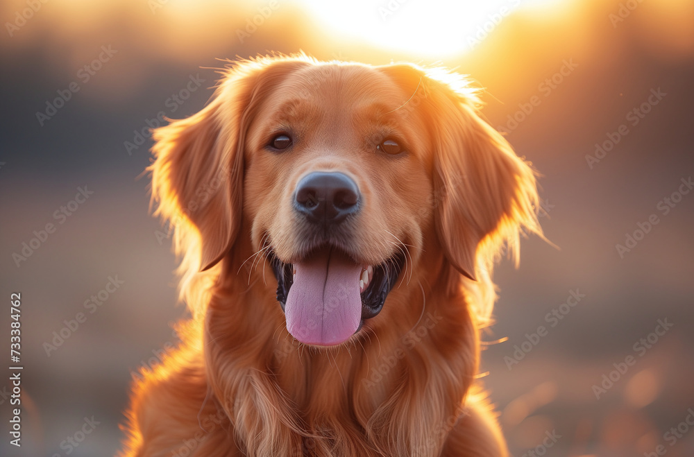Experience outdoor bliss with a happy golden retriever, a cute and joyful pet portrait celebrating nature's happiness.