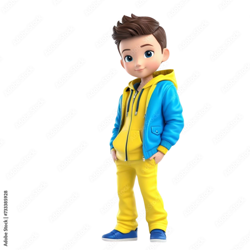 3d a young man with a yellow jacket and black pant on isolated transparent background png, generated with AI 3d a young man with a yellow jacket and black pant on isolated transparent background png, generated with AI