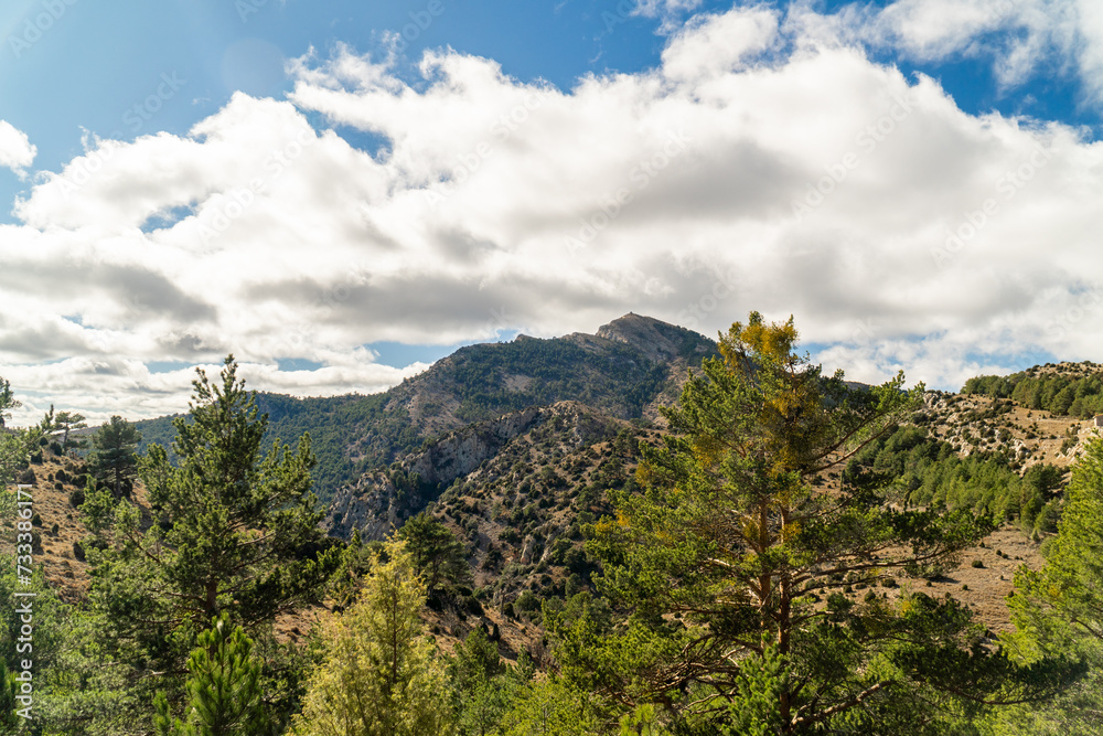 Landscape with mountains, in Penyagolosas natural park, Comunidad Valenciana, Spain.