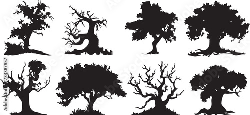 Set Trees. Hand drawn vector illustration 