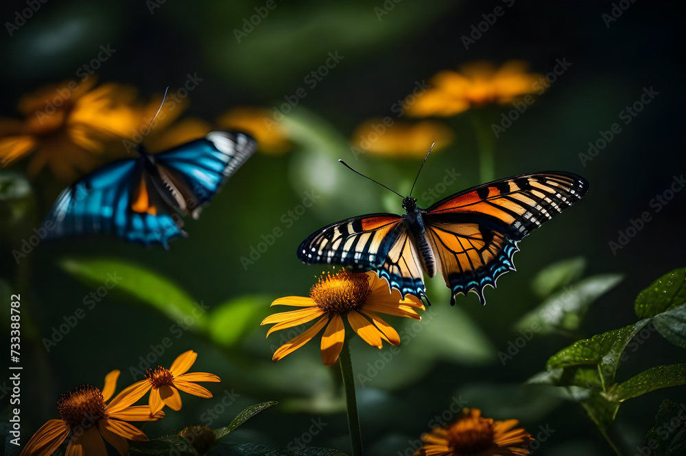 Fototapeta premium A Monarch butterflys on a flowers