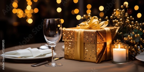 christmas table setting with candles © 22_monkeyzzz