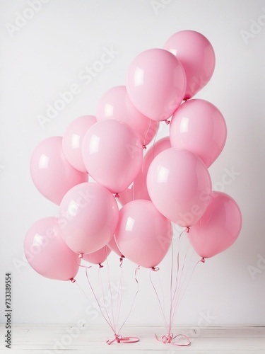 
Pink air balloons on white background.