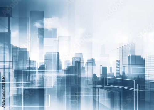 Abstract city background, cityscape and skyline double exposure comeliness © Summit Art Creations