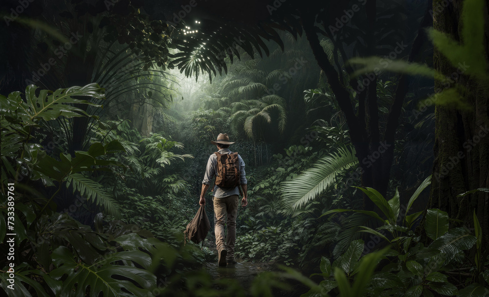Hiker in the rainforest Hiker in the rainforest