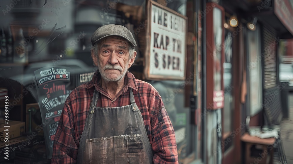 Old man owning a restaurant Old man owning a restaurant