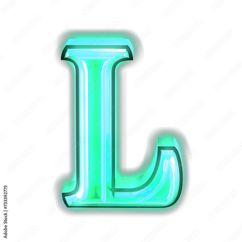 Glowing turquoise 3d symbols. letter l Glowing turquoise 3d symbols. letter l