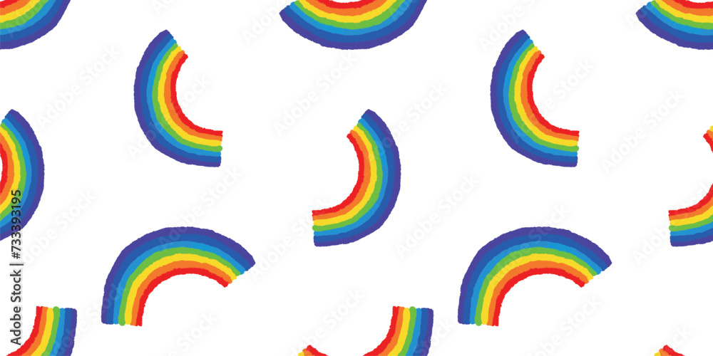 Fototapeta premium Seamless pattern of arc seven color abstract rainbow,isolated on white vector background for paper,textile, wallpaper