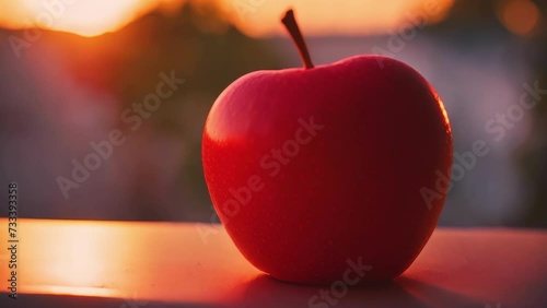 A Red Apple on Top of a Table photo