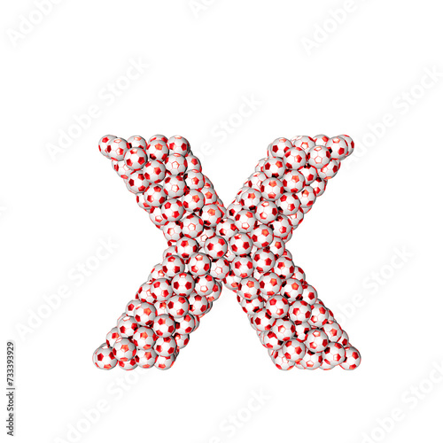 3d symbol made from red soccer balls. letter x