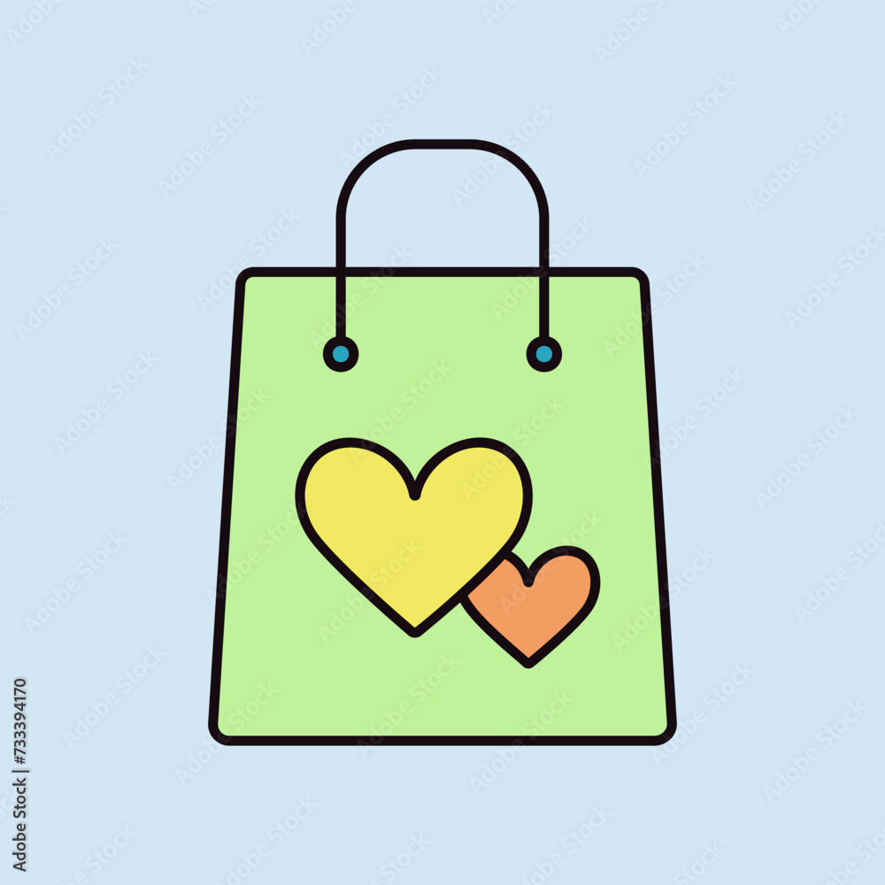 Gist bag with heart vector isolated icon Gist bag with heart vector isolated icon