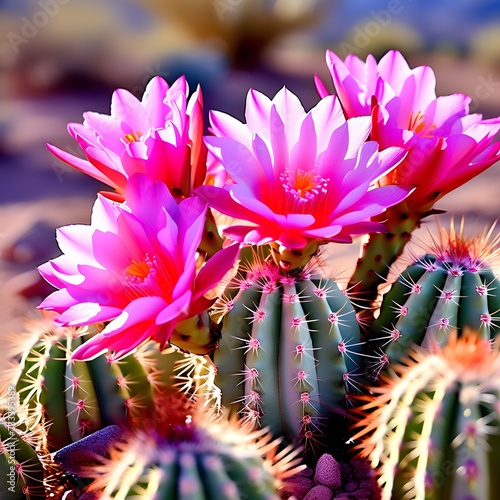 Pink flower petal on the cactus
