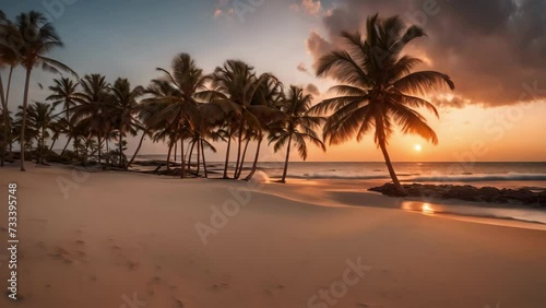 Wallpaper Mural Palm Trees Adorn the Beach at Sunset Torontodigital.ca