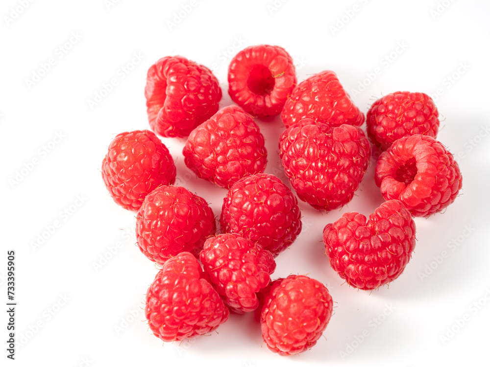 Raspberry isolated on white background. Raspberry close-up. Raspberry isolated on white background. Raspberry close-up.