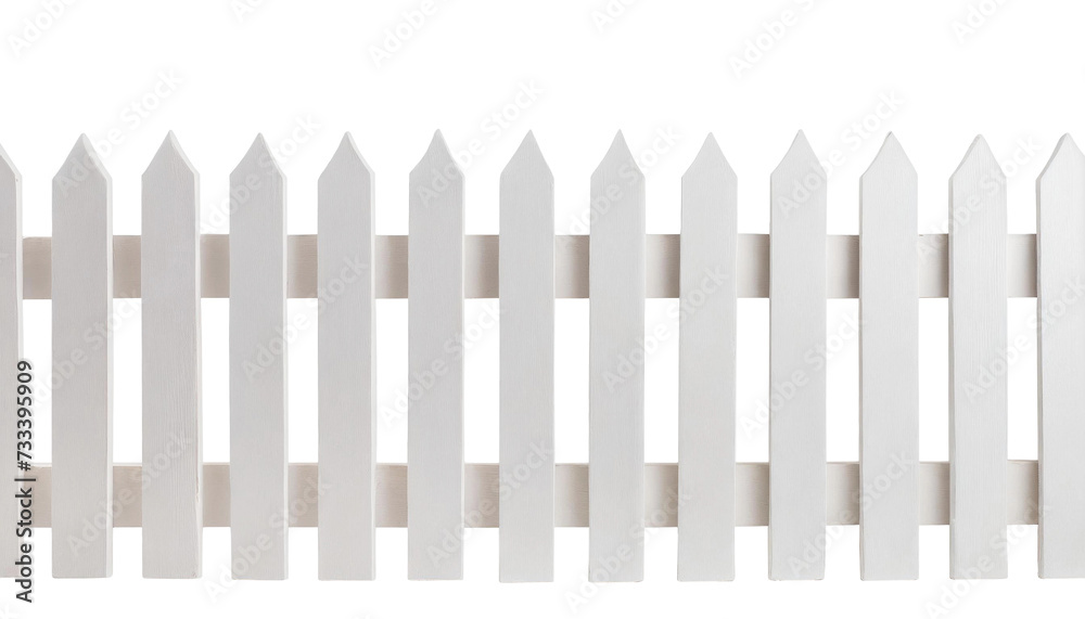 White picket fence isolated cutout on transparent White picket fence isolated cutout on transparent