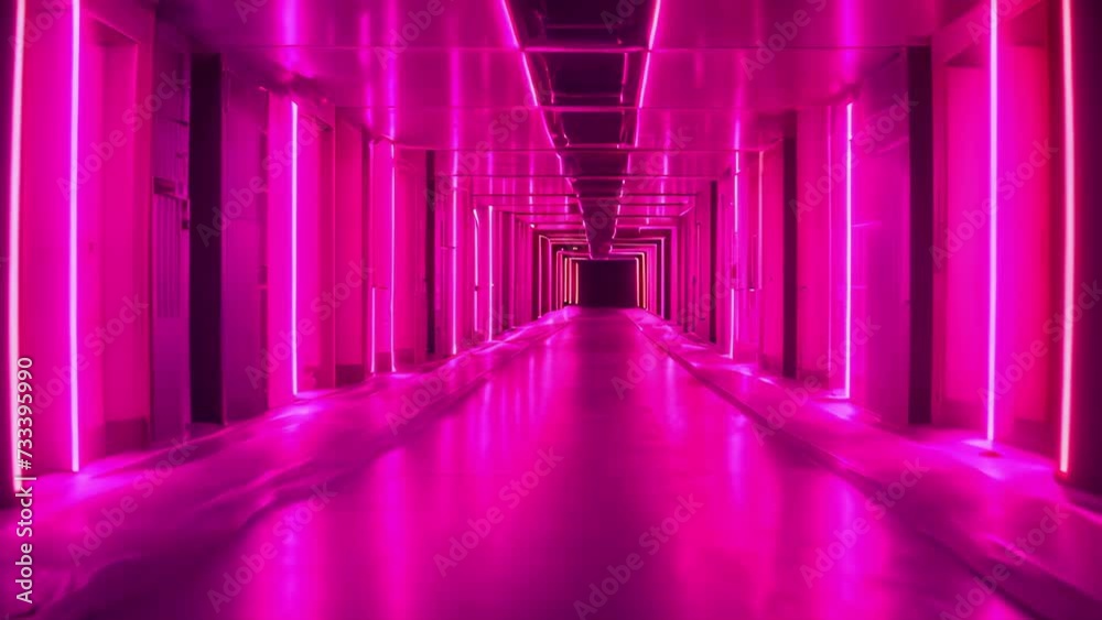 Pink Neon-Lit Long Hallway Pink Neon-Lit Long Hallway