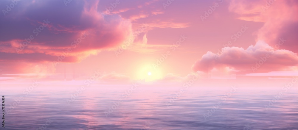 beautiful pink sunrise over sea