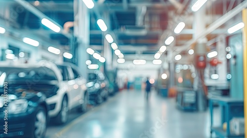 Wallpaper Mural Blurry background car repair station in the garage with soft light. Car maintanance. Torontodigital.ca