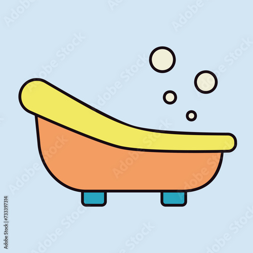 Cute little baby bath vector isolated icon