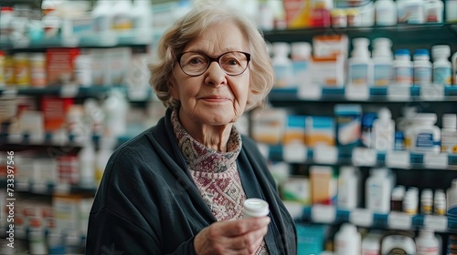 senior woman in pharmacy photo