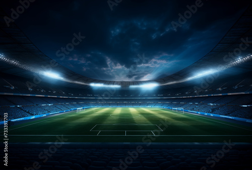 night view of a footbal, soccer stadium. 
