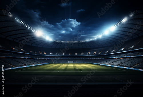 night view of a footbal, soccer stadium. 