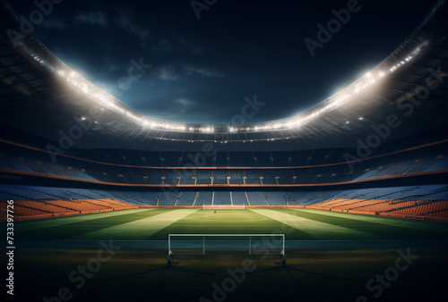 night view of a footbal  soccer stadium. 