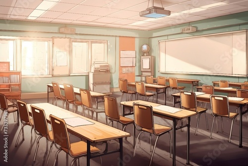 Abstract illustration of empty classroom background AI Generated