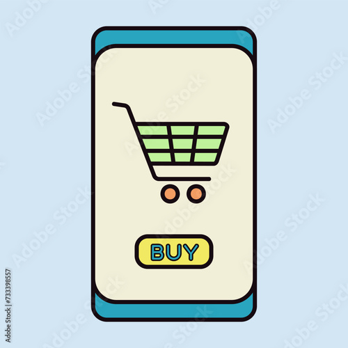 Mobile phone shopping or online shopping icon