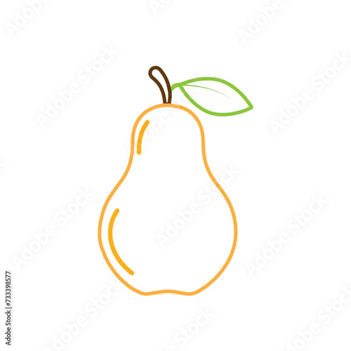 Half sliced pear isolated fruit,flat design vector symbol
