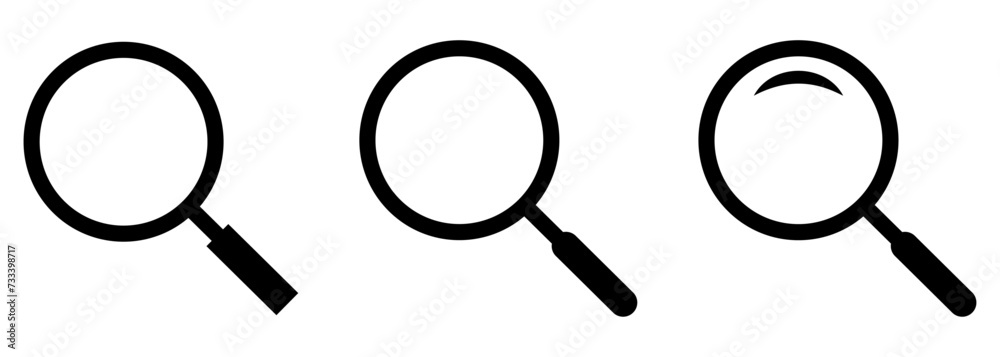Set of magnifying glass icons. Vector illustration, EPS10 Set of magnifying glass icons. Vector illustration, EPS10