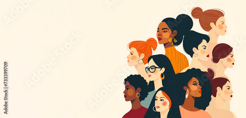 An illustration featuring various women against a white background, in celebration of Womens Day