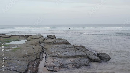 Drone Aerial Atlantic Ocean Seascape and Sagres Coastline Cliffs, in Algarve region, a Worldwide Popular Beach and Nature Destination, at South Portugal.